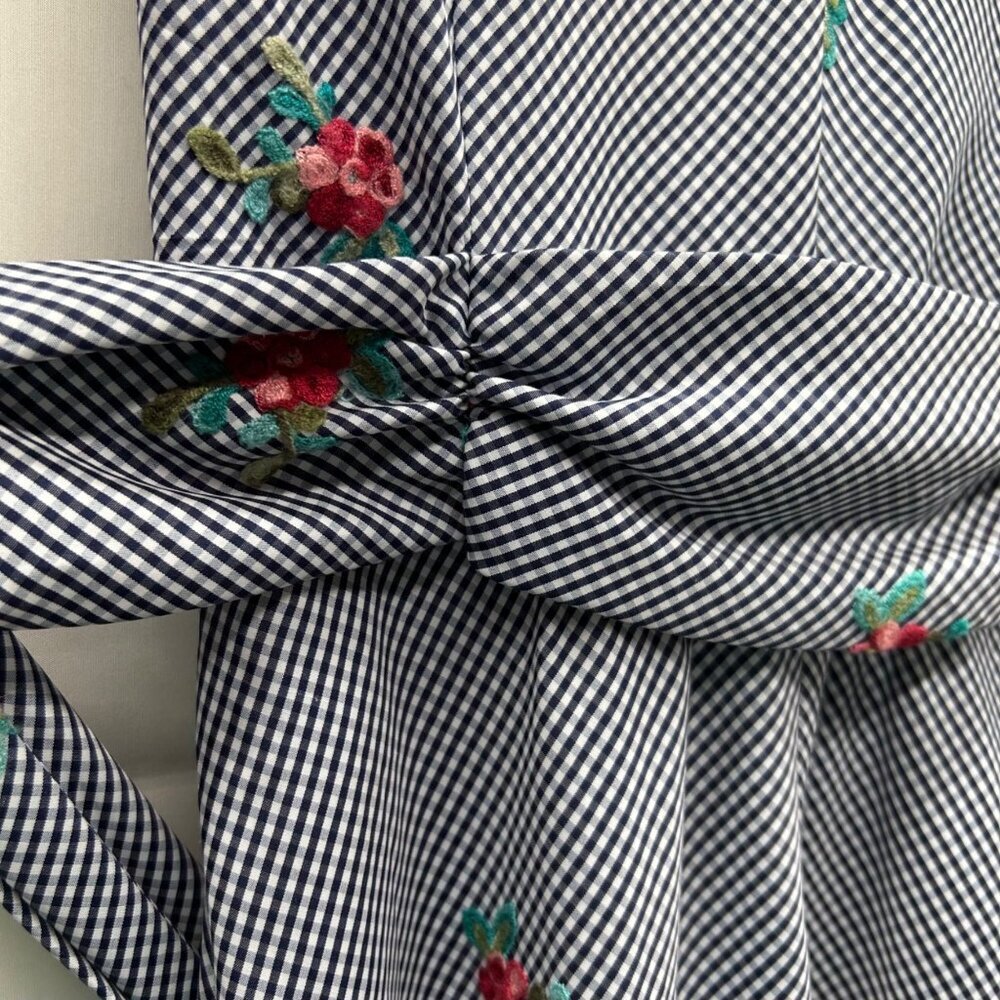 Anne Klein Gingham Floral Embroidered Maxi Dress Women's 6 - Picture 6 of 15